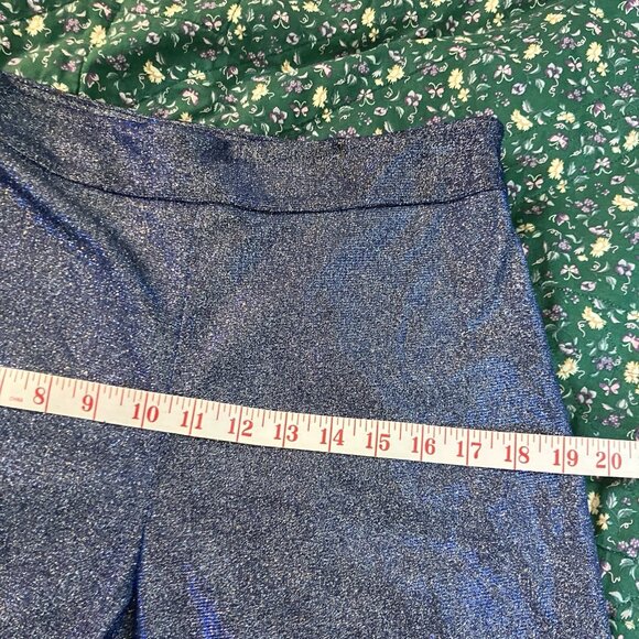 NWT Shasa Shiny Wide Leg Pants Womens L Pull On Blue Sparkling Rave Disco - Picture 12 of 13